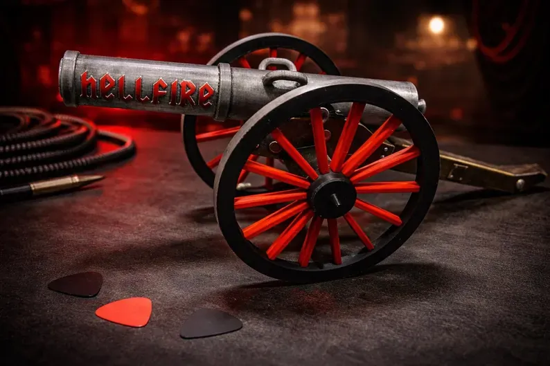 Hellfire Cannon display piece by Silverball Mods, studio view